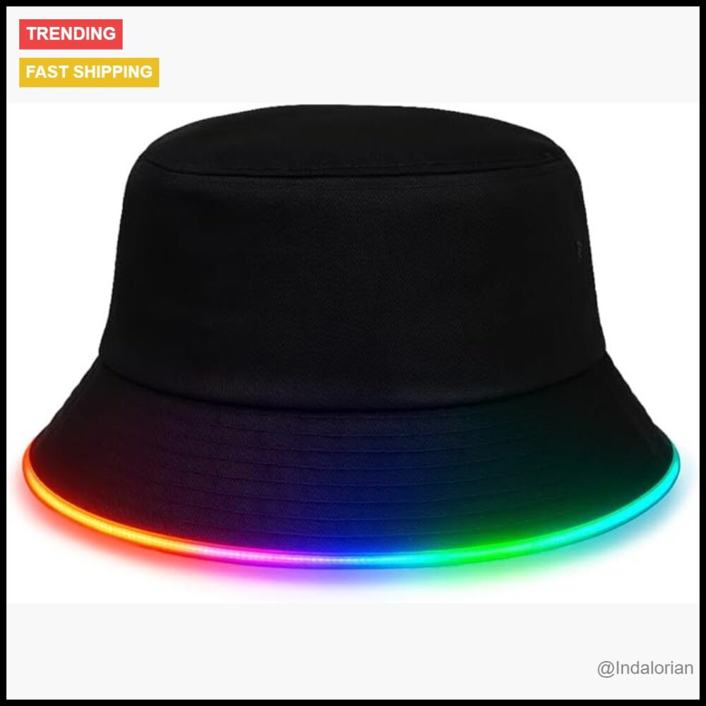 LED Light Up Bucket Hat Festival Rave Accessory Techwear Y2K Style
